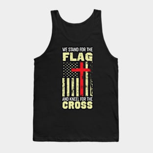 We Stand For The Flag And Kneel For The Cross On Back Tank Top